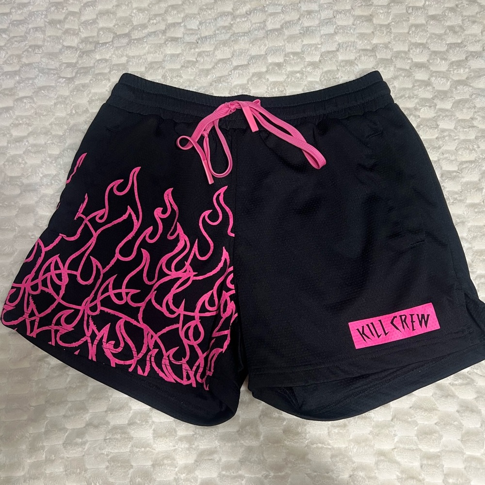 Kill Crew Women's Black and Pink Shorts